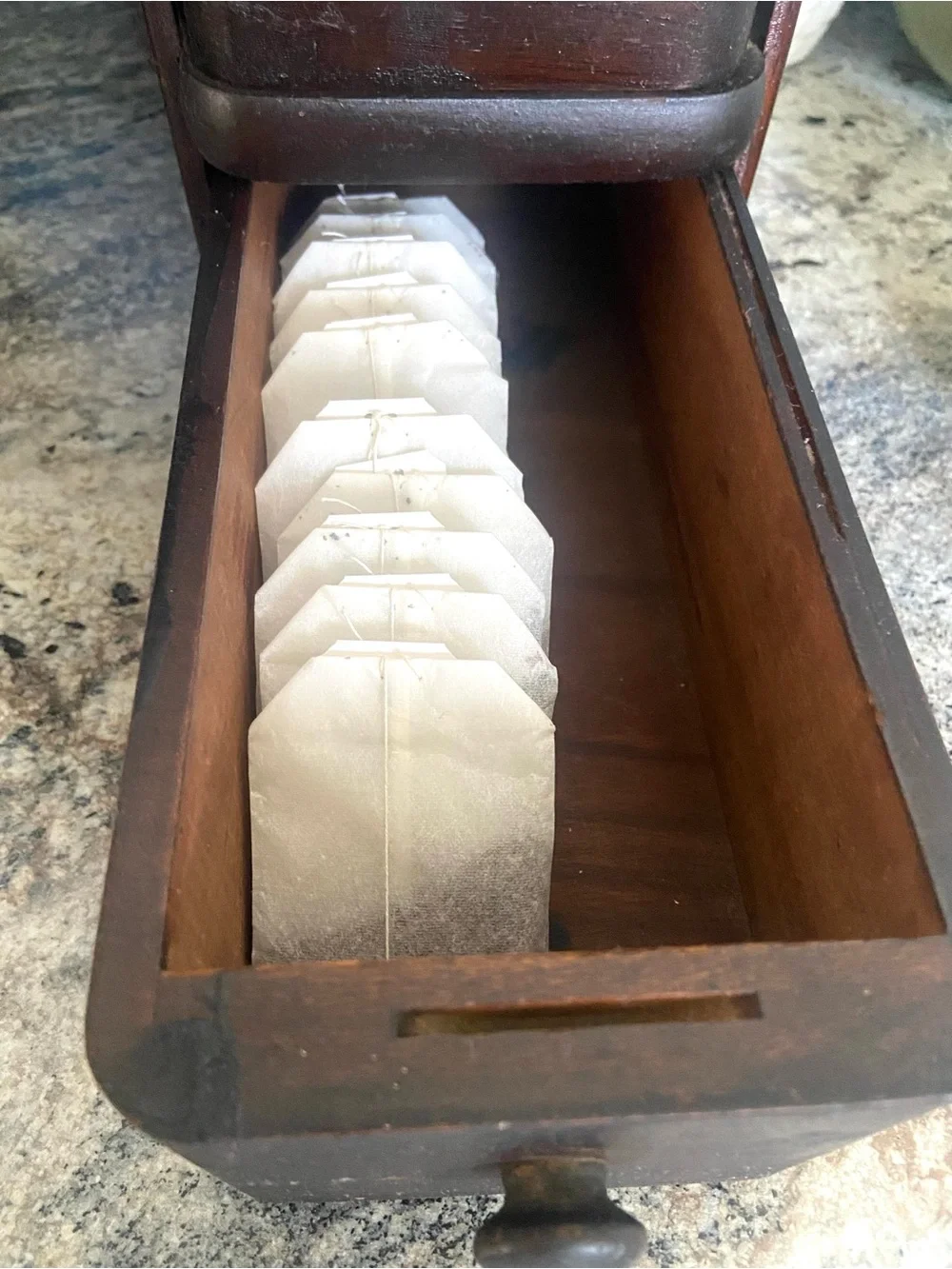 Vintage Wooden Two-Drawer Treadle Sewing Machine Organizer